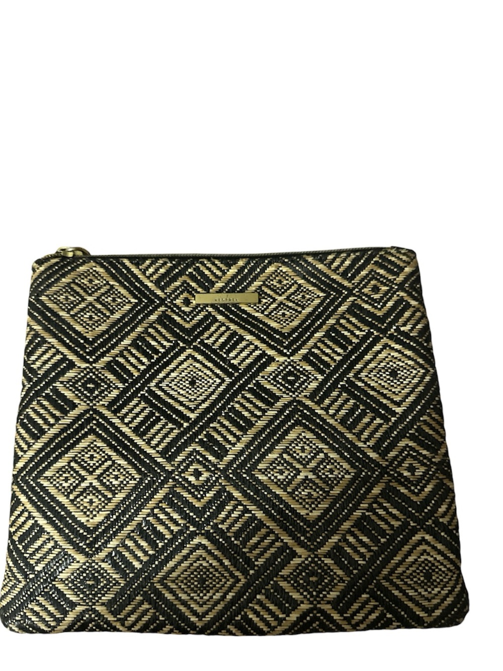 Kestrel woven tribal Gold and Black Geometric Wristlet Clutch like new